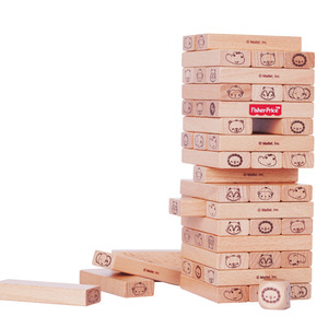 IWOOD Wood Children's Educational Building Blocks Stacked Balance Table Game for Parent-Child Play