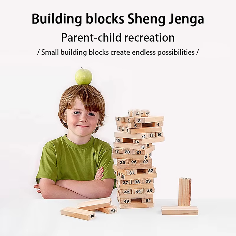 New Wooden Domino Tower Wood Building Blocks Toy Stacker Extract Building Game Educational Toy for Kids Gift