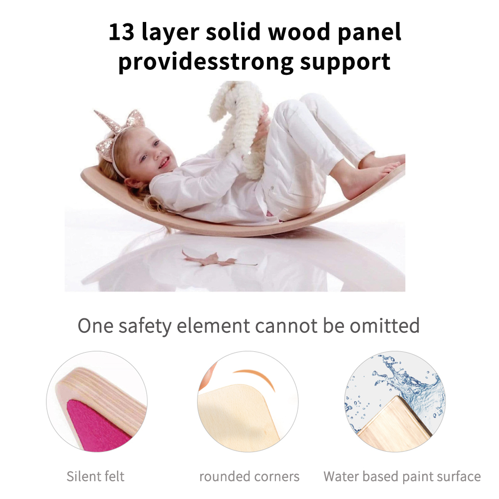 Kids Wooden Curved Balance Board Children'S Girl Boy Sensory Integration Training Exercise Yoga Games Intellectual Toys
