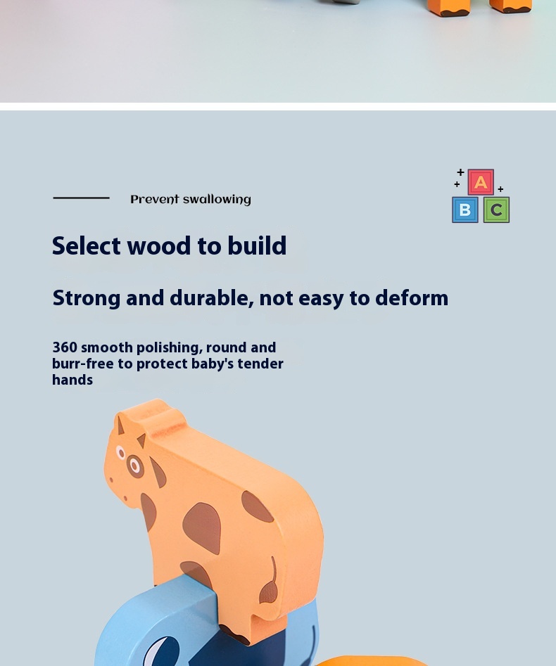 Cross-Border CPC Animal Stacking Wooden High Building Blocks Early Educational Toys for Children Balance Stacking Board Game
