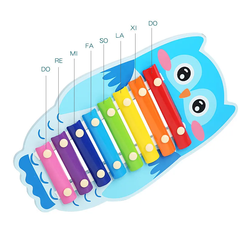 Kids Educational Hand Knocking Piano 8 Tones Musical Instruments Cartoon Animals Wood Xylophone Toy