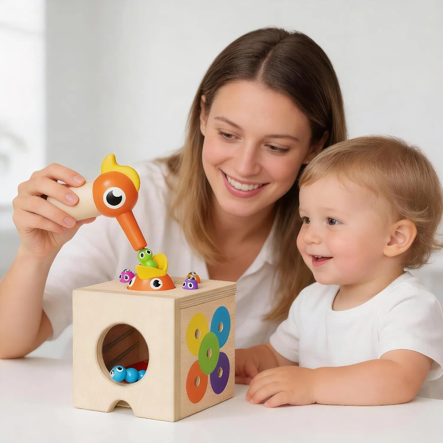 5 in 1 Montessori Activity Toys for Kids Wooden Learning Toys with Object Permanence Bird Feeding Game Fine Motor Skills Problem