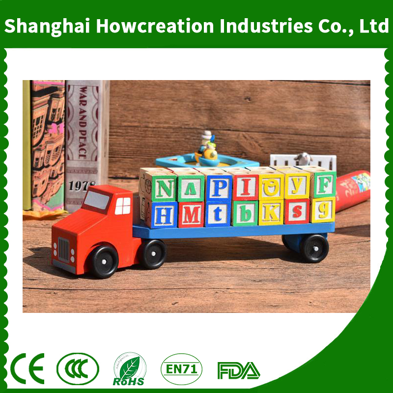 New Arrival Wooden Material Alphabet Blocks Wooden Truck Educational Toy for Kindergartner Students Learning
