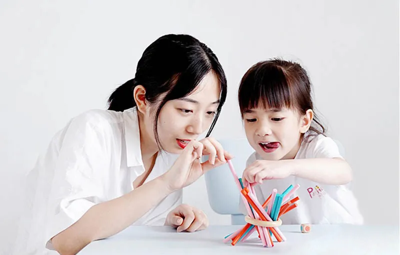 Montessori Children Table Balance Game Block Stick Wooden Educational Color Fun Wooden Stick Game Toys Balance Wooden Sticks Set