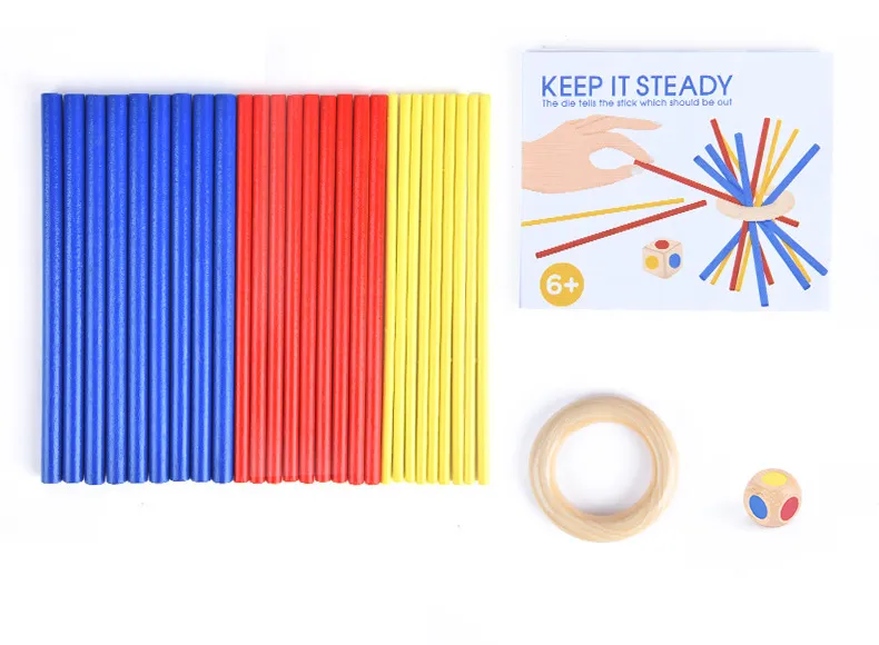 Montessori Children Table Balance Game Block Stick Wooden Educational Color Fun Wooden Stick Game Toys Balance Wooden Sticks Set