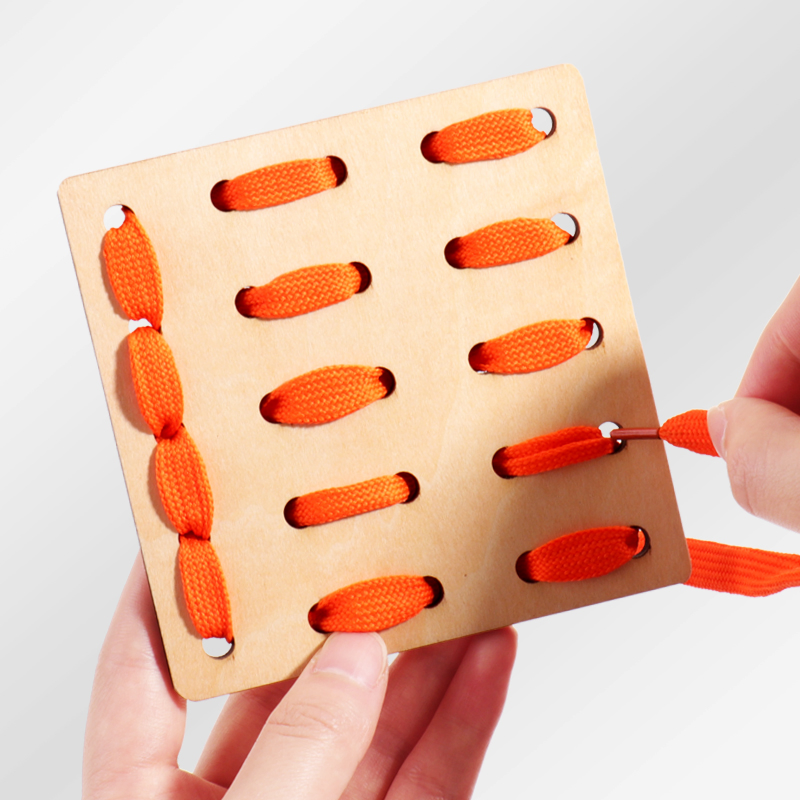 Wooden Fine Motor Skill Lacing Toddler Play Educational Toy
