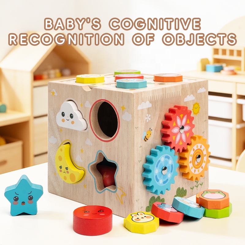 10-in-1 Wooden Activity Cube Montessori Toys for Toddlers, Preschool Learning Educational Sensory Toys, First Birthday Gifts