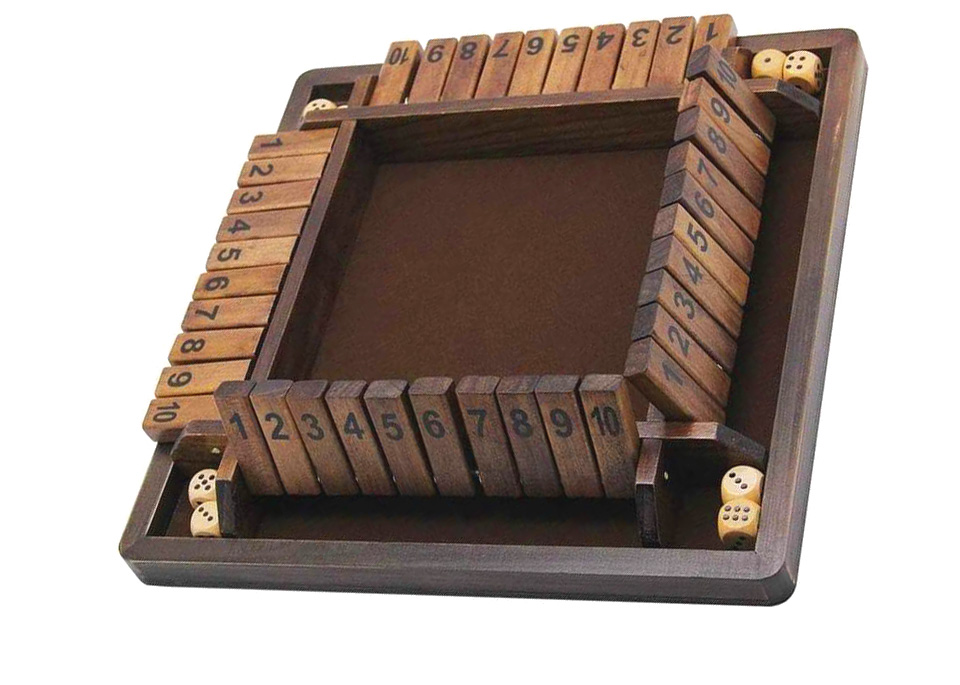 Popular Wooden Math Toys Board Game 4 Side Shut the Box Games for Kids