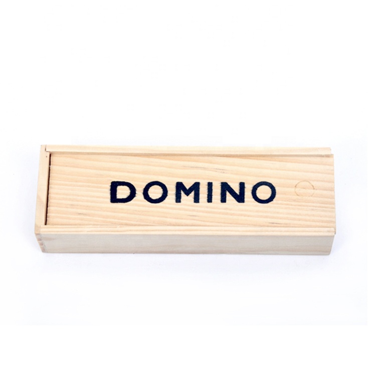 Wooden Dominoes Game Set Of 28 Tiles With Storage Box Black/Natural Wood Customizable Block Games For Adults &amp; Kids