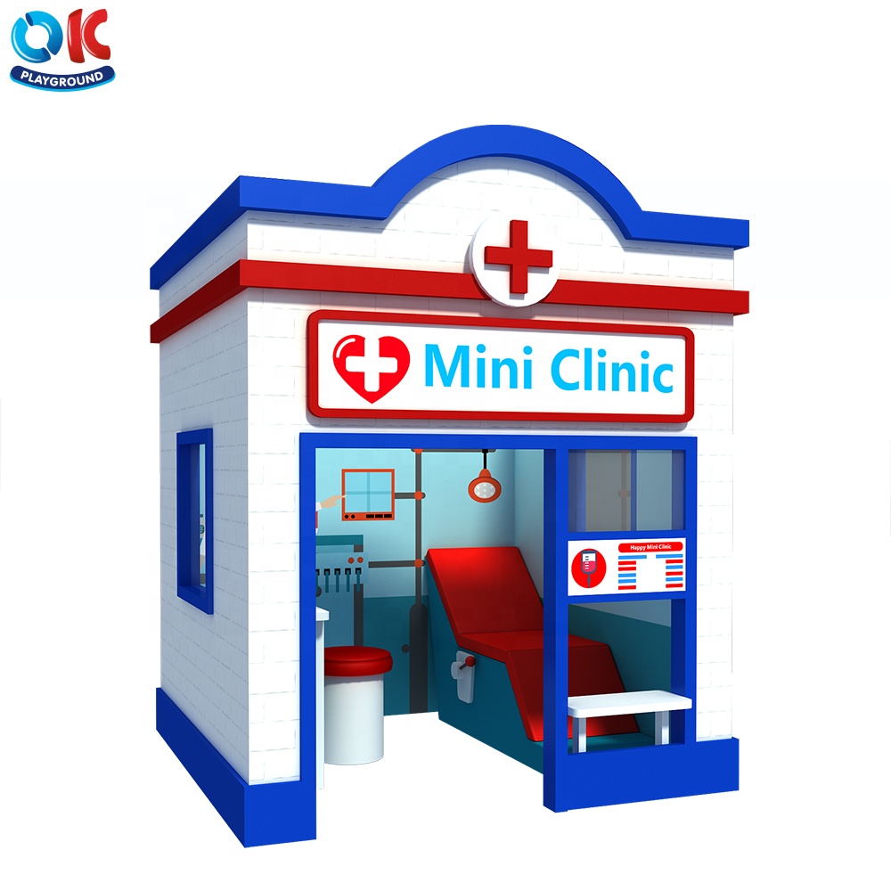 OK Playground Mini Clinic Role Play Game Equipment Indoor Kids Playhouse Wooden
