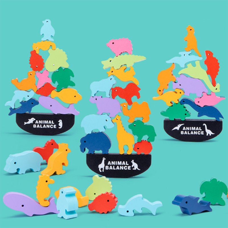 Wood Children′ S Dinosaur Balance Assembly Building Blocks Stacking High-Balance Boat Stacking Early Education Puzzle Toys