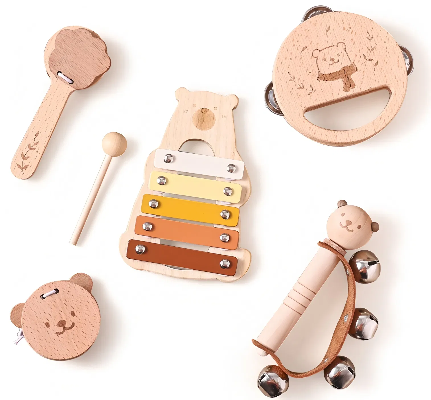 Children Kids Infant Baby Candy Parks Car Christmas Instruments OEM Manufacturer Wholesale Fancy Wooden Musical Set Toy