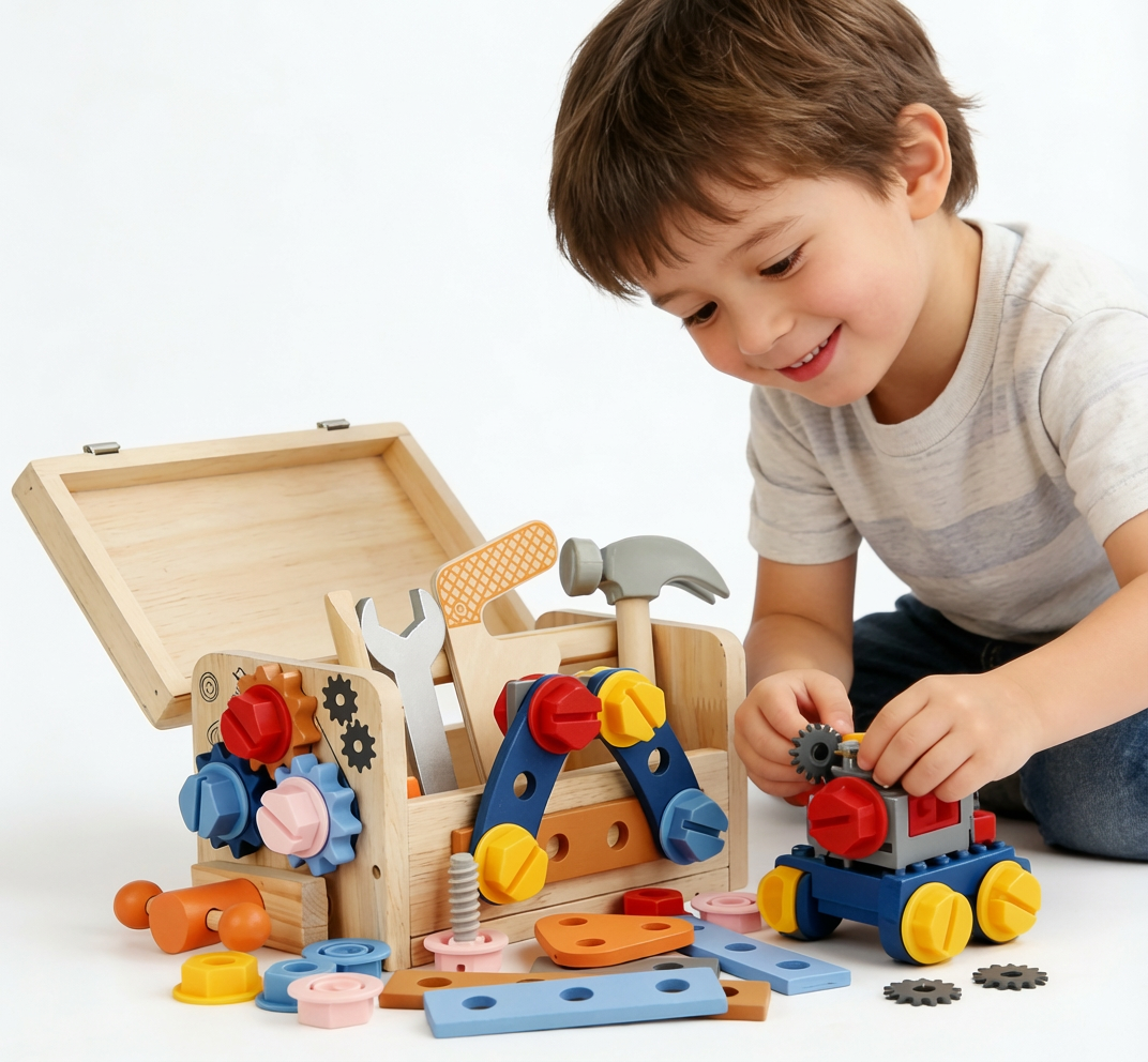 Wooden Montessori Toy Educational Learning Toy Maintenance Toolbox Set for Toddlers Kids Learning Ages 3-6