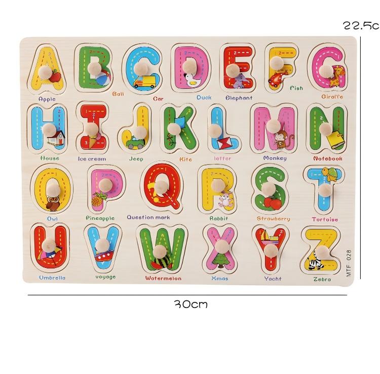 75 Design Custom Alphabet Number Animal Learning Jigsaw Wooden Peg Puzzle Board Montessori Educational Toys for Toddlers Kids