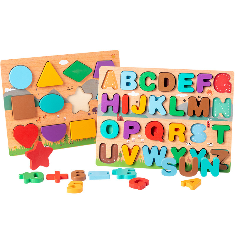 Alphabet Learning Jigsaw Puzzle Toys with Puzzle Boards and Alphabet Blocks for Girls and Boys Preschool Education