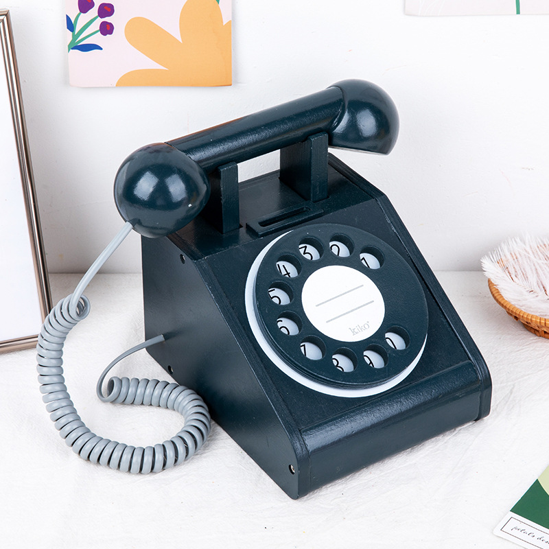 Children's Early Education Vintage Birthday Gift Set Simulation Wooden Telephone Educational Role-playing Toys for Kids