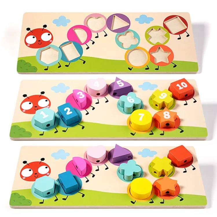 Fine Motor Skill Training Wooden Threading Toy Kids Number Cognition