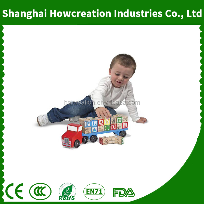 New Arrival Wooden Material Alphabet Blocks Wooden Truck Educational Toy for Kindergartner Students Learning