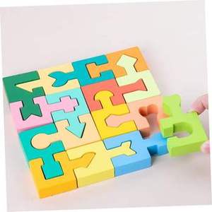 Wooden Puzzle Shape Building Block Geometric Knowledge Hand-eye Coordination DIY Toy Set