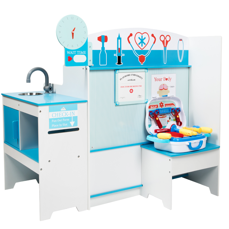 Children's Wooden Pretend Hospital Examination Table. Doctor and Nurse Role-playing Children's Play Toys.