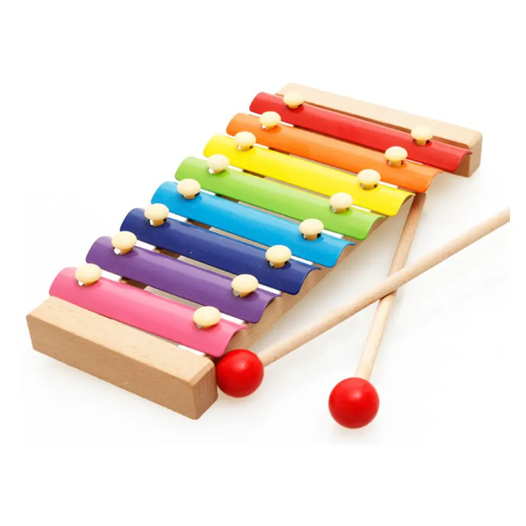 Wooden Kids Musical Percussion Instruments Toys Xylophone 8-Tone Instrumental Games Educational Toys