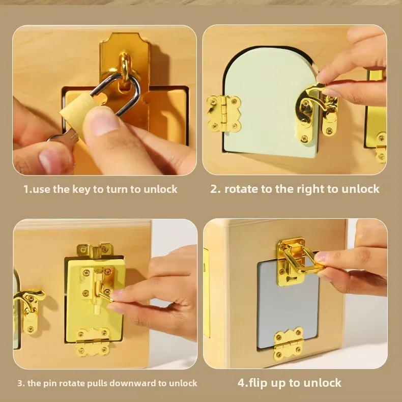 Educational Wooden Toy Lock Box