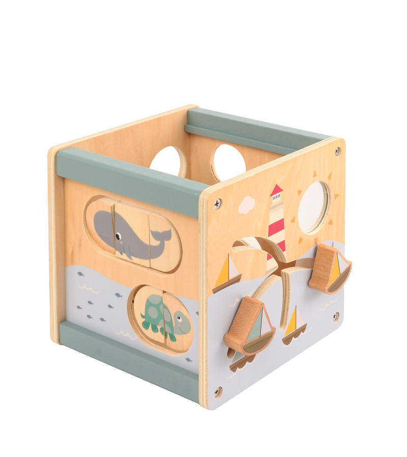 Wooden Activity Cube top view