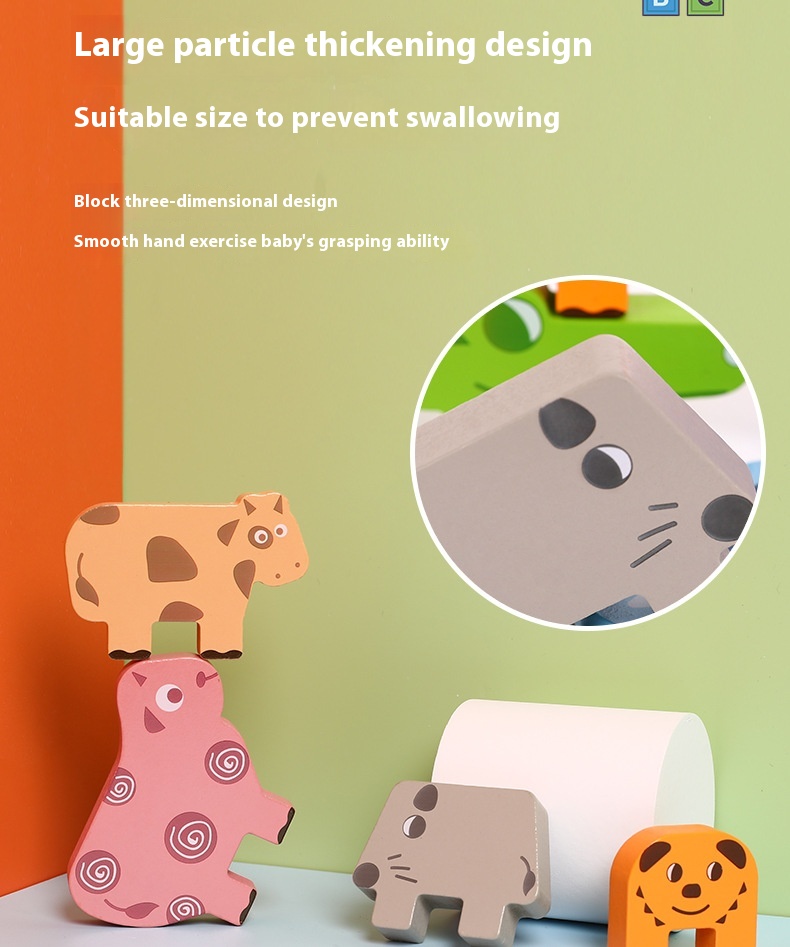 Cross-Border CPC Animal Stacking Wooden High Building Blocks Early Educational Toys for Children Balance Stacking Board Game