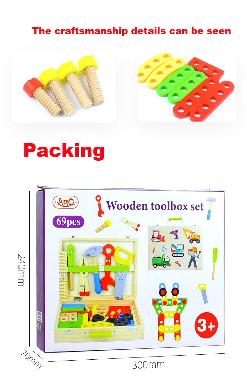 69pcs Wooden Toddler Tool Set detail 6