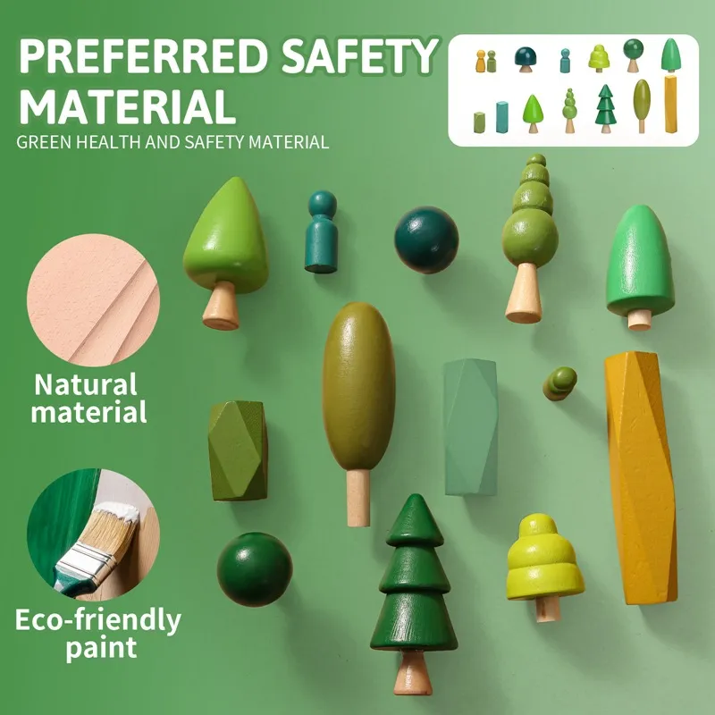 Wooden Miniature Tree Toys Balancing Stacking Stone Blocks Creative Educational Toys