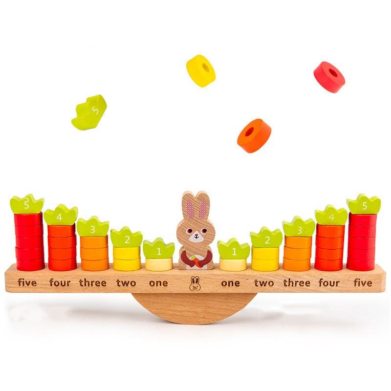 Educational Wood Montessori Rabbit Math Toys with Balance Wooden Toys