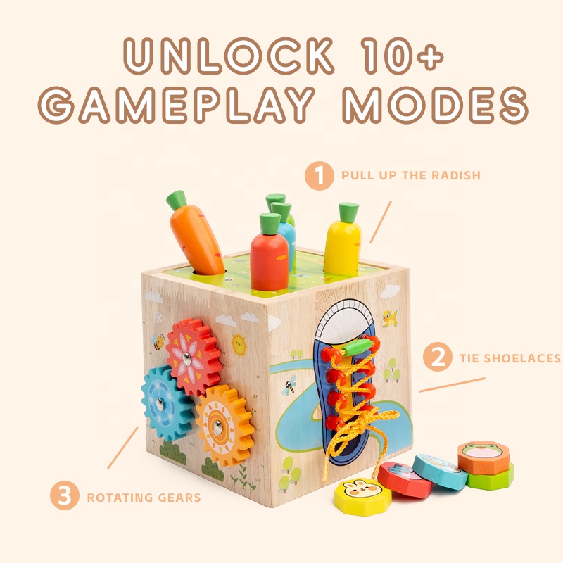 10-in-1 Wooden Activity Cube Montessori Toys for Toddlers, Preschool Learning Educational Sensory Toys, First Birthday Gifts