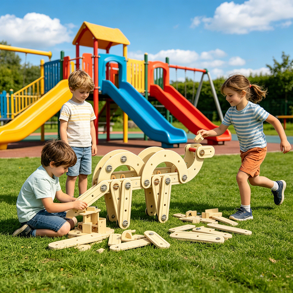 Kids Twist Build Engineering Toy Wooden Modular Set for Creative Model Making and STEM Exploration