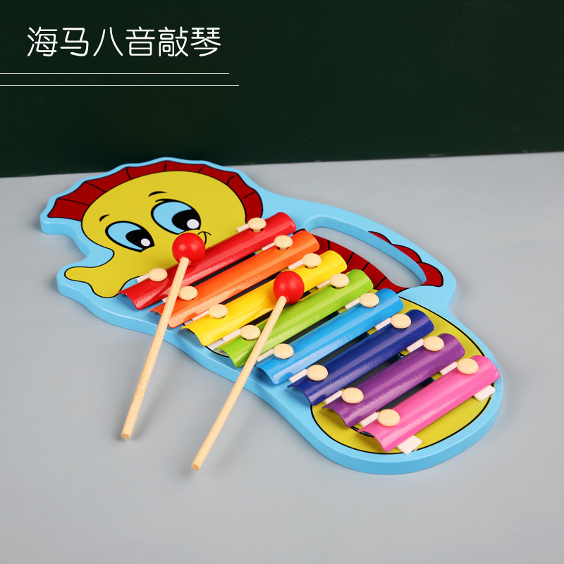 Kids Educational Hand Knocking Piano 8 Tones Musical Instruments Cartoon Animals Wood Xylophone Toy