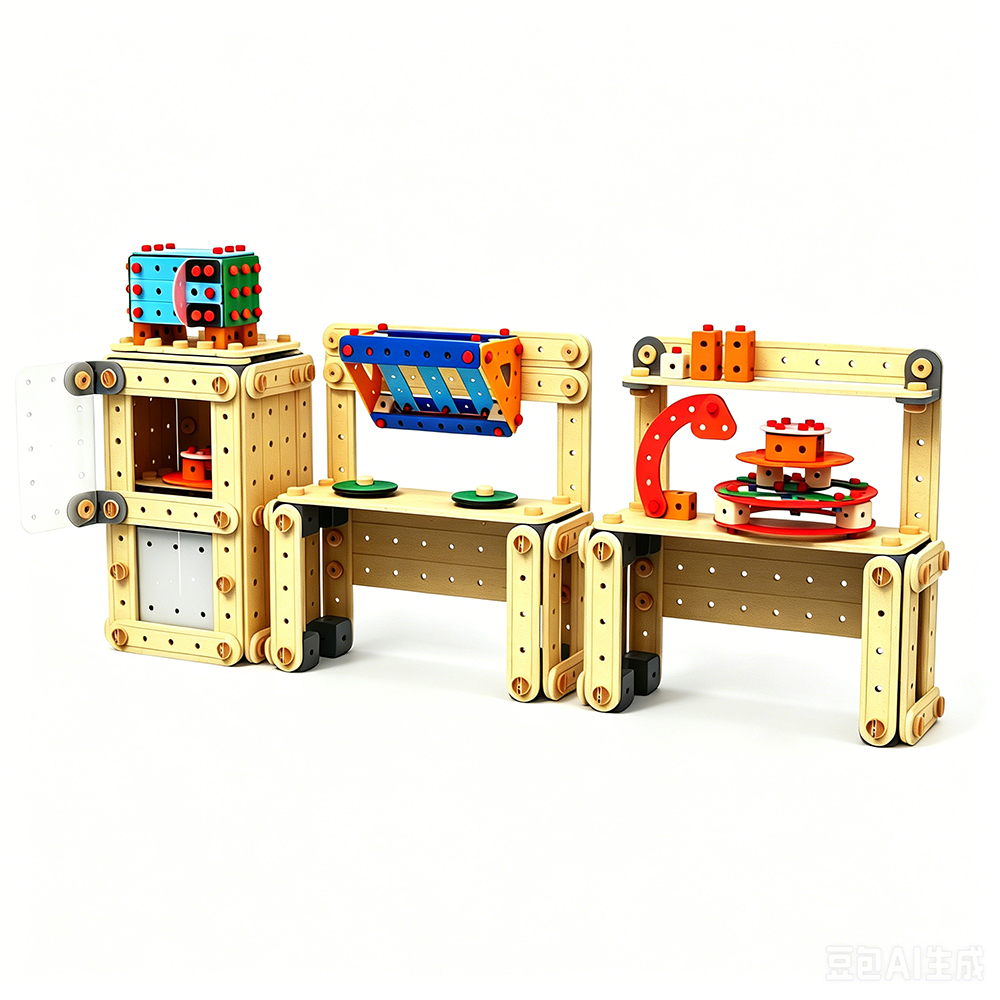 Kids Twist Build Engineering Toy Wooden Modular Set for Creative Model Making and STEM Exploration