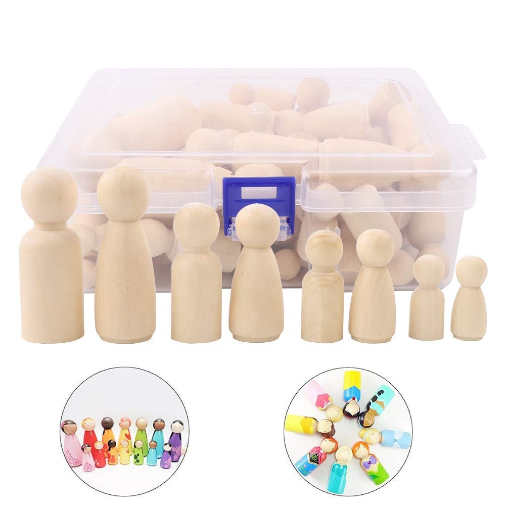 Wholesale Decorative Wooden Peg Dolls DIY Painting Educational Wooden Crafts