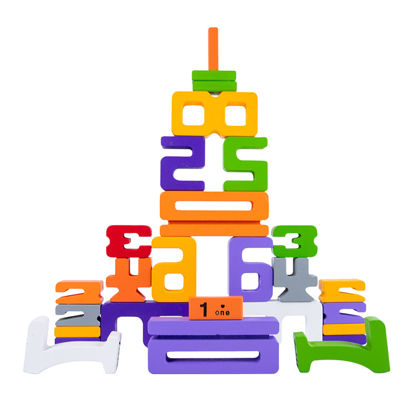Intelligent Math Learning Wooden Montessori Educational Child Balance Training Number Stock Toys for Kids Stacking Games