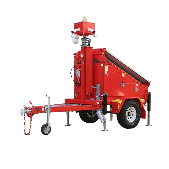9M 30FT Telescopic Mast Power Bank Horizontal Mast Electric Motor Driven PV Panels Solar Trailer Solar Surveillance Unit