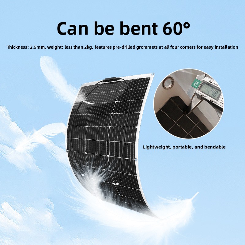 High Efficiency ETFE 100W 200W Flexible Solar Panel Monocrystalline Bendable Thin Solar Module Film for RV Boat Marine Camping