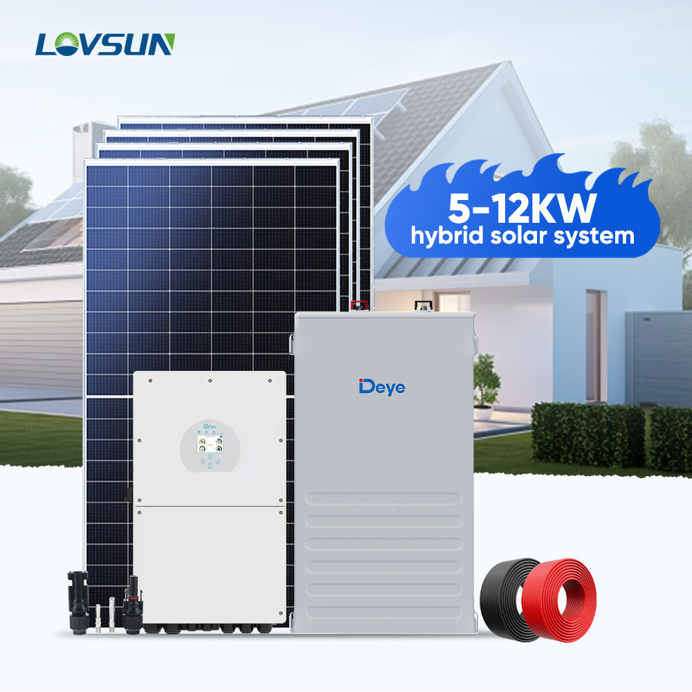 Deye Complete Set Commercial Solar Energy System Kit with 5kw 8KVA 15KW 3 Phase Hybrid Inverter Lithium Battery PV Panels