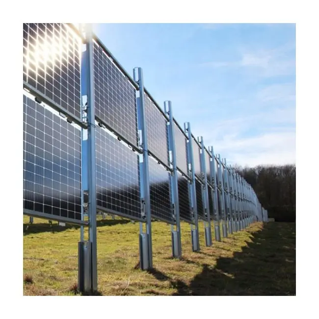 AS Solar Fence Vertical Bifacial Structure Solar Ground Pv Mounting Systems For Open Ground Agriculture Or Agricultural Farmland