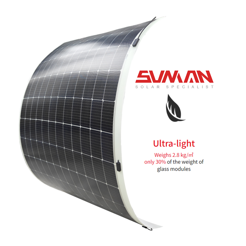 Custom Thin Film Flexible Solar Panel Sunman Earc 430w 520w 550w Mono Cristal Flexible Solar Panels for Roofing