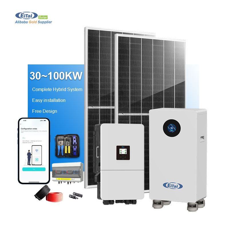 EITAI Hybrid on Grid 30kw to 100kw Photovoltaic Solar Power Panels Complete Energy System Kit with MPPT Controller for Home Use