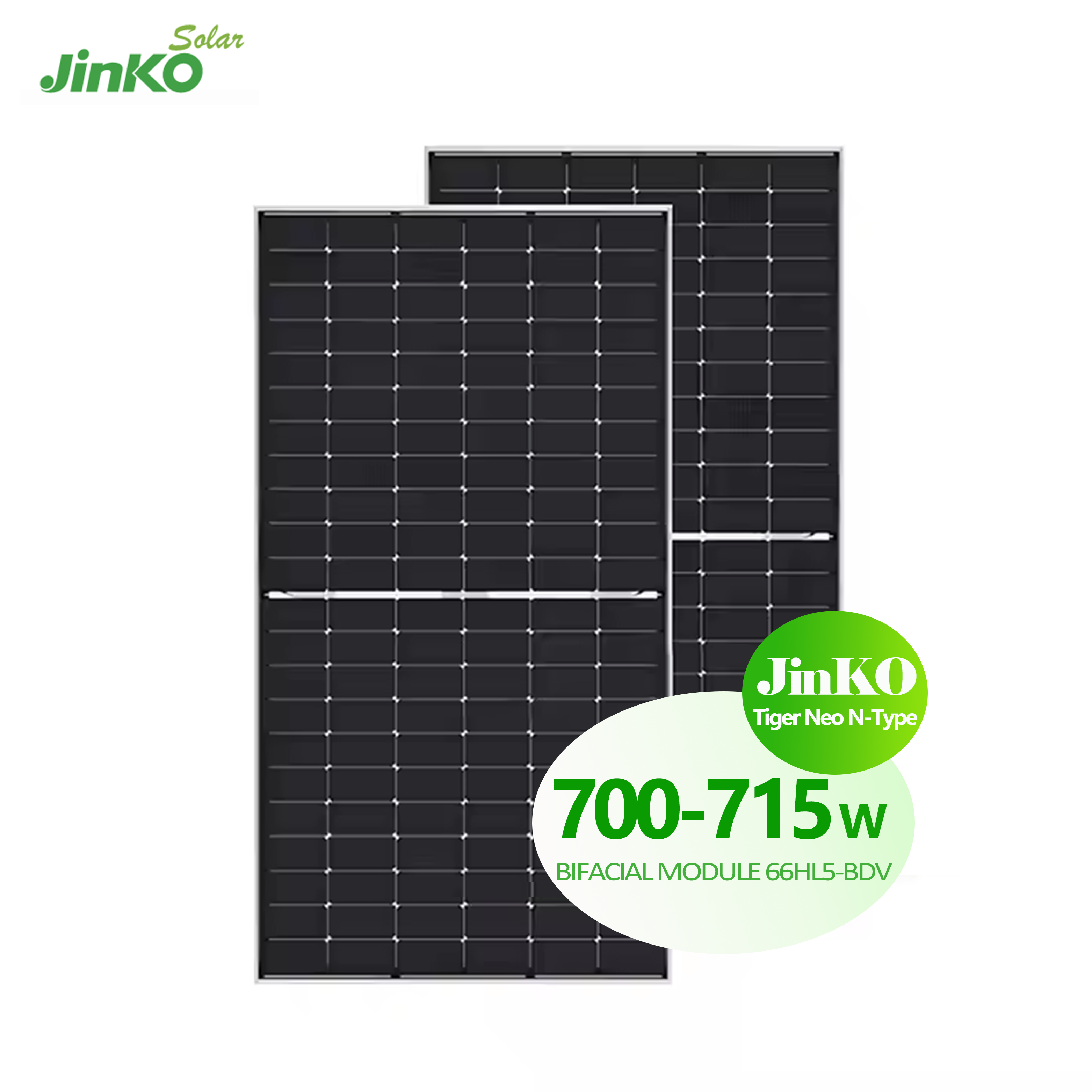 Jinko 700w 705w 710w 715w Solar Panels N Type From Factory Wholesale PV Module Mono Perc High-quality Bifacial