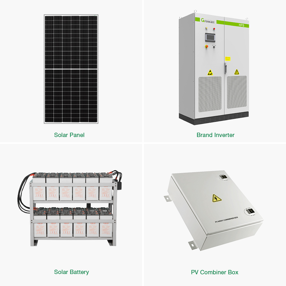 Roof Mounted Hybrid Solar PV Panels System 30KW 50KW 80KW 100KW 150KW for Factory Use