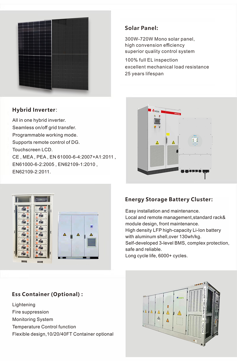 5kw 8kw 10kw 15kw 20kw 30kw Home Use Monocrystalline Off-Grid Solar Storage Powered Energy PV Panel System