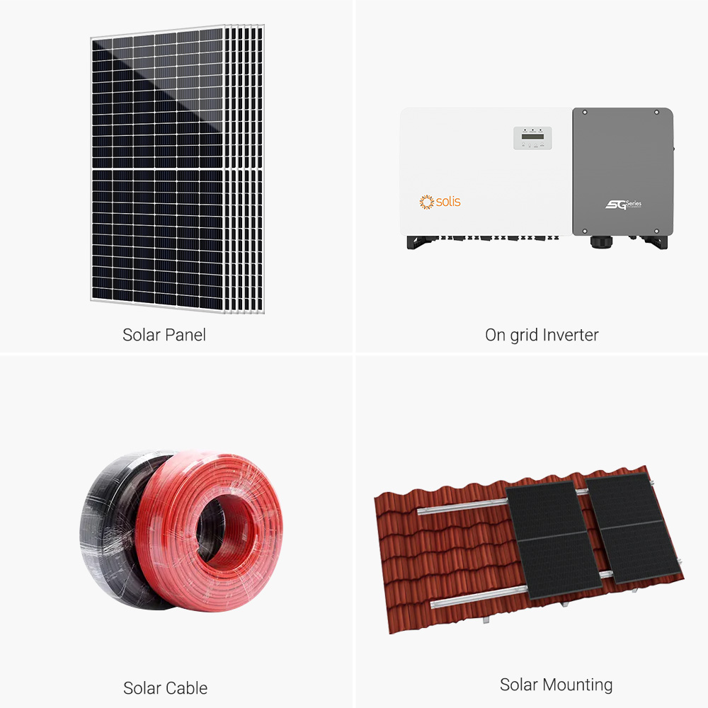 1MW Industrial Commercial On-Grid Solar System MPPT Controller N Type Topcon Bifacial Double Glass Solar Panels Ground Mounting