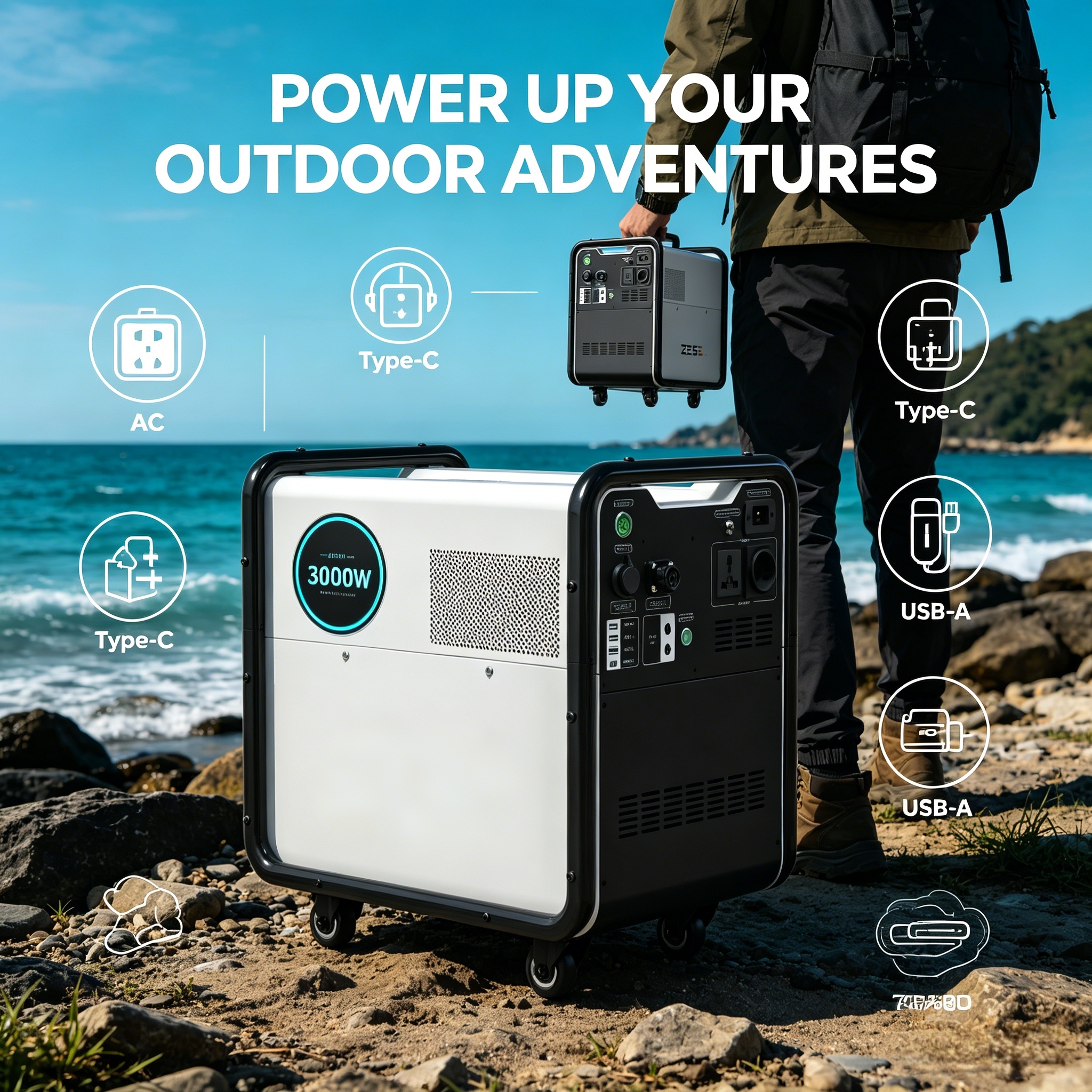 Portable Polycrystalline Solar Panels 3200W MPPT LiFePO4 Battery Home Use Solar Power Generator AC Output Energy Storage System