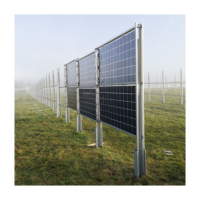 AS Solar Fence Vertical Bifacial Structure Solar Ground Pv Mounting Systems For Open Ground Agriculture Or Agricultural Farmland