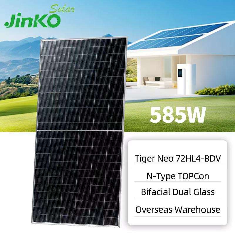 Jinko Factory Price Photovoltaic 585W 590W Bifacial Jinko Solar Panels With Double Glass Two-Sided Roof Solar Panel